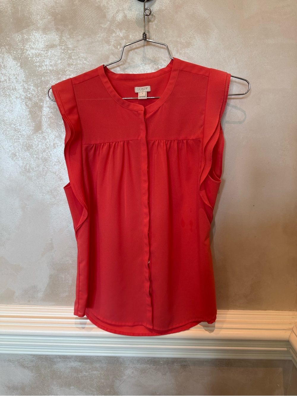 J. Crew Bright Coral Sleeveless Button-Front Blouse